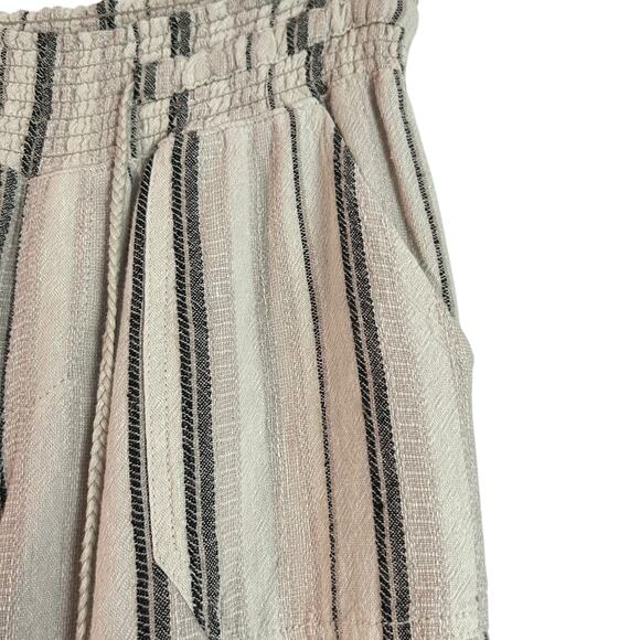 Rewash Brand Women's SZ S Linen Blend Pants Striped Beige Brown Straight Leg - Picture 5 of 8